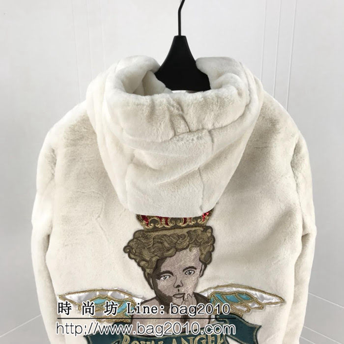 DＧ杜嘉班納 18FW秋冬新款 愛神丘比特燙鑽刺繡logo 毛絨外套 情侶款 ydi1847
